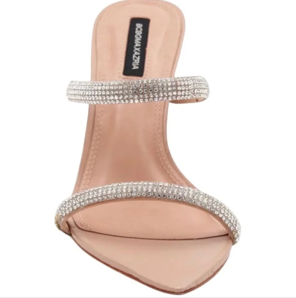 BCBGMAXAZRIA Duponi Leather Palomino Rhinestones Stiletto Sandals Size - Picture 10 of 15